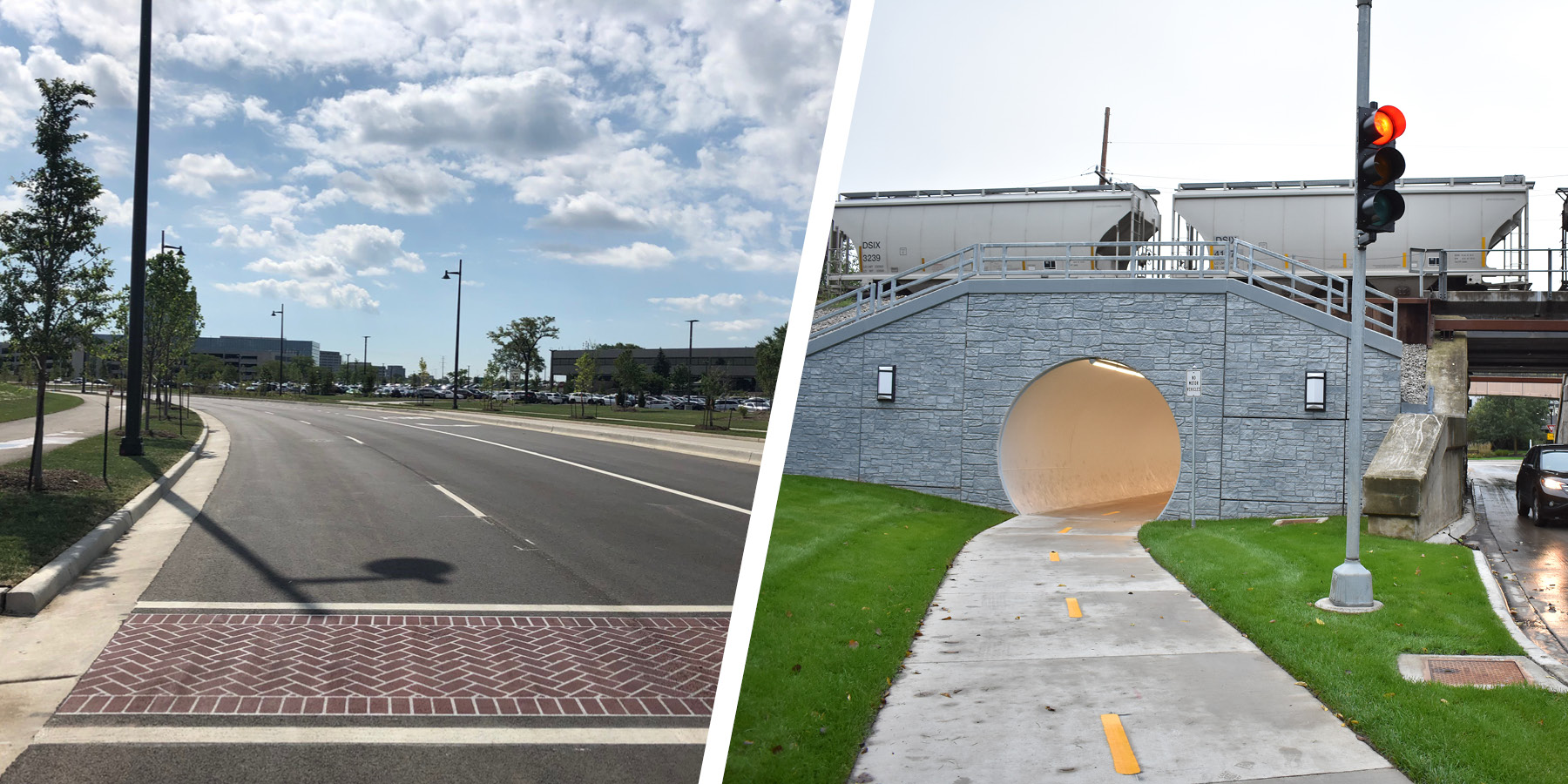 Photo collage of Progress Parkway Road Improvement and Taylor Avenue Pedestrian Underpass