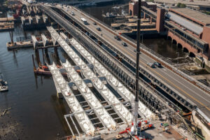 Aerial view photo of bridge construction