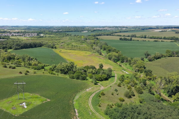 aerial view of Glacier Creek preserve after restoration