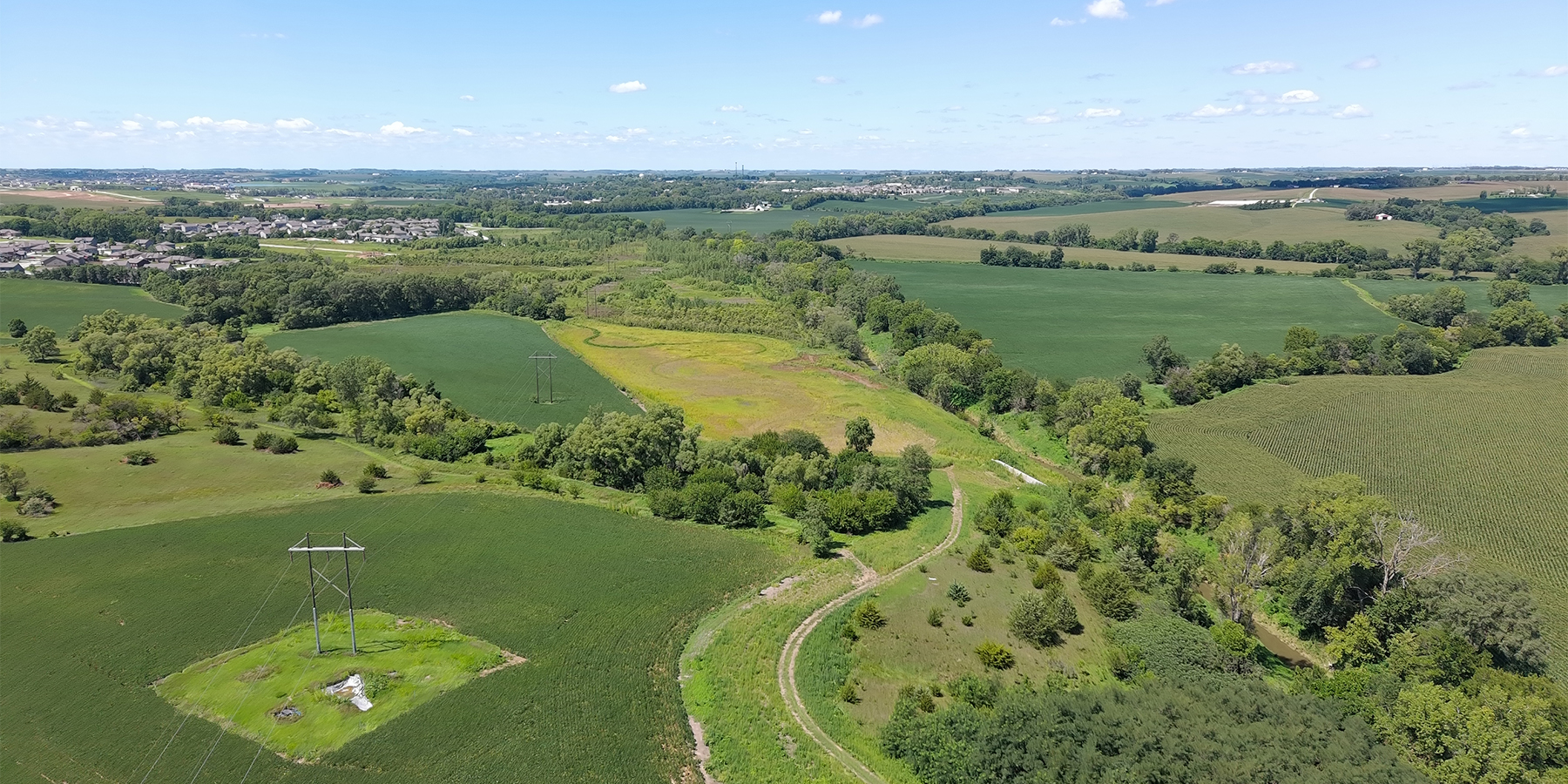 aerial view of Glacier Creek preserve after restoration