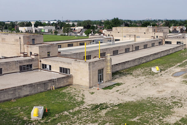 photo of the exterior of the Springwells Wastewater Treatment Plant in Dearborn, MI