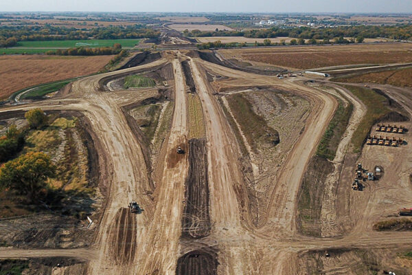 Aerial view photo of Lincoln South Beltway during construction