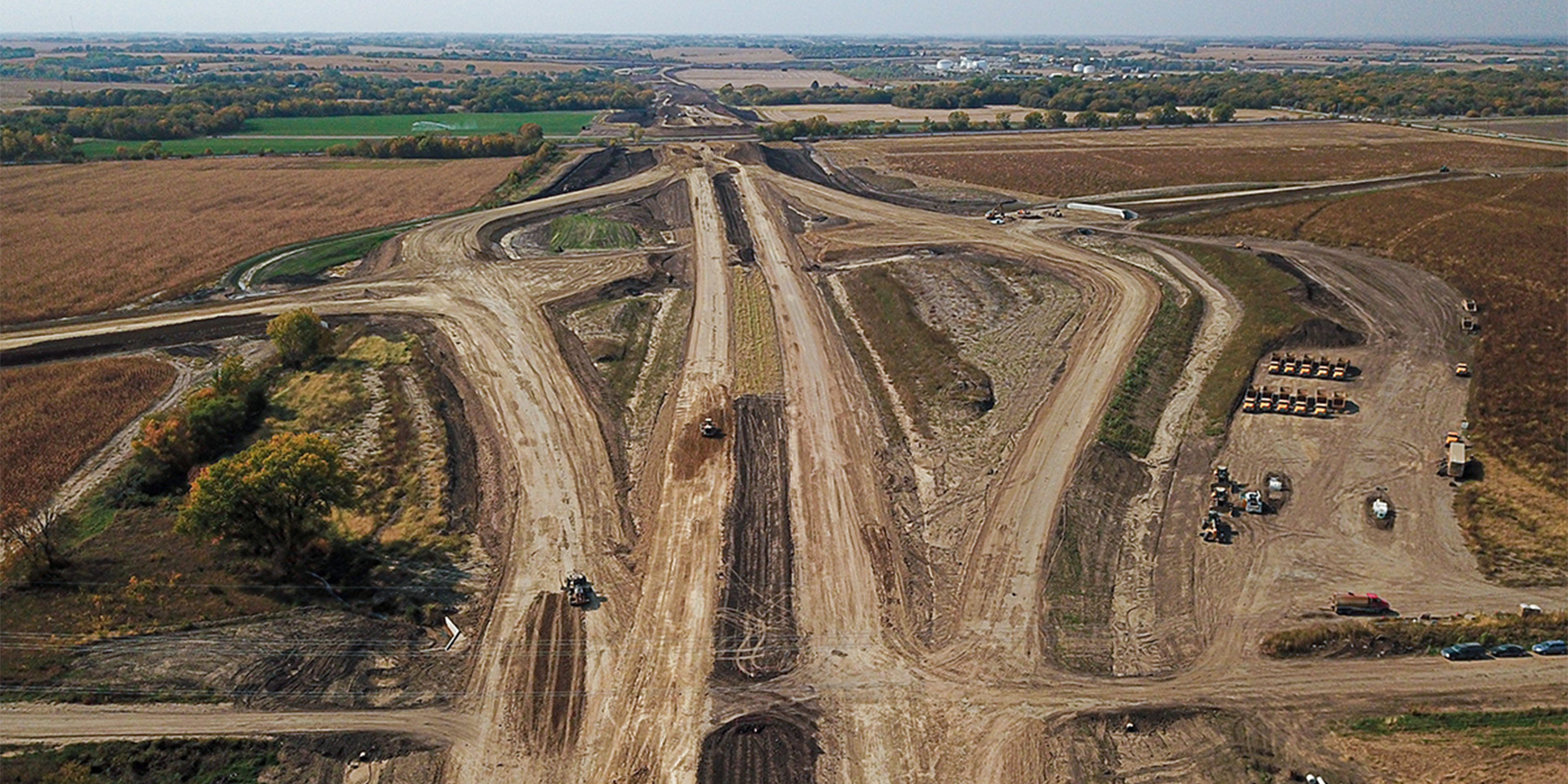 Aerial view photo of Lincoln South Beltway during construction