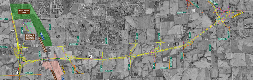 Photo of a map illustrating the new 11-mile beltway will provide a critical connection along Lincoln’s southern border, allowing for a separation of local and through traffic in the area.