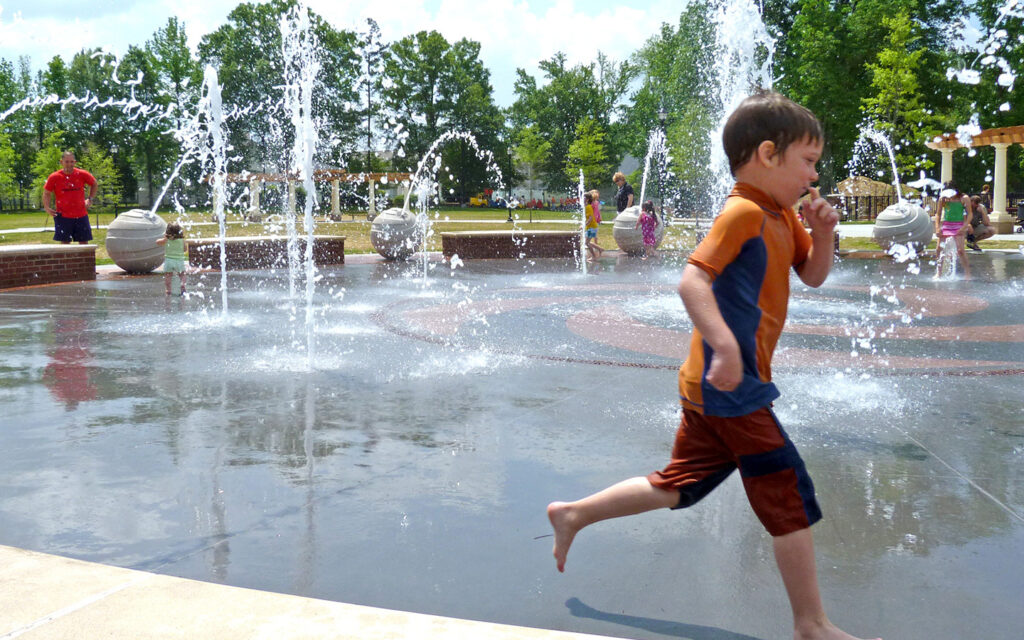 Kids playing at Stallings Municipal Park in North Carolina