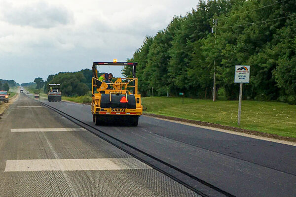 Photo of asphalt resurfacing at STH 23 Rosendale to Fond du Lac and Olden Road Bridge.