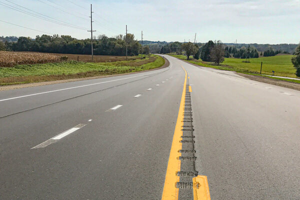 Photo of State Trunk Highway (STH-49) asphalt recycling process in Wisconsin