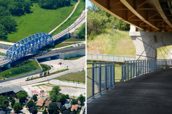 Photo collage of 130th & Torrence Truss Bridge (left) and the Red Gate Road Bridge both in Illinois