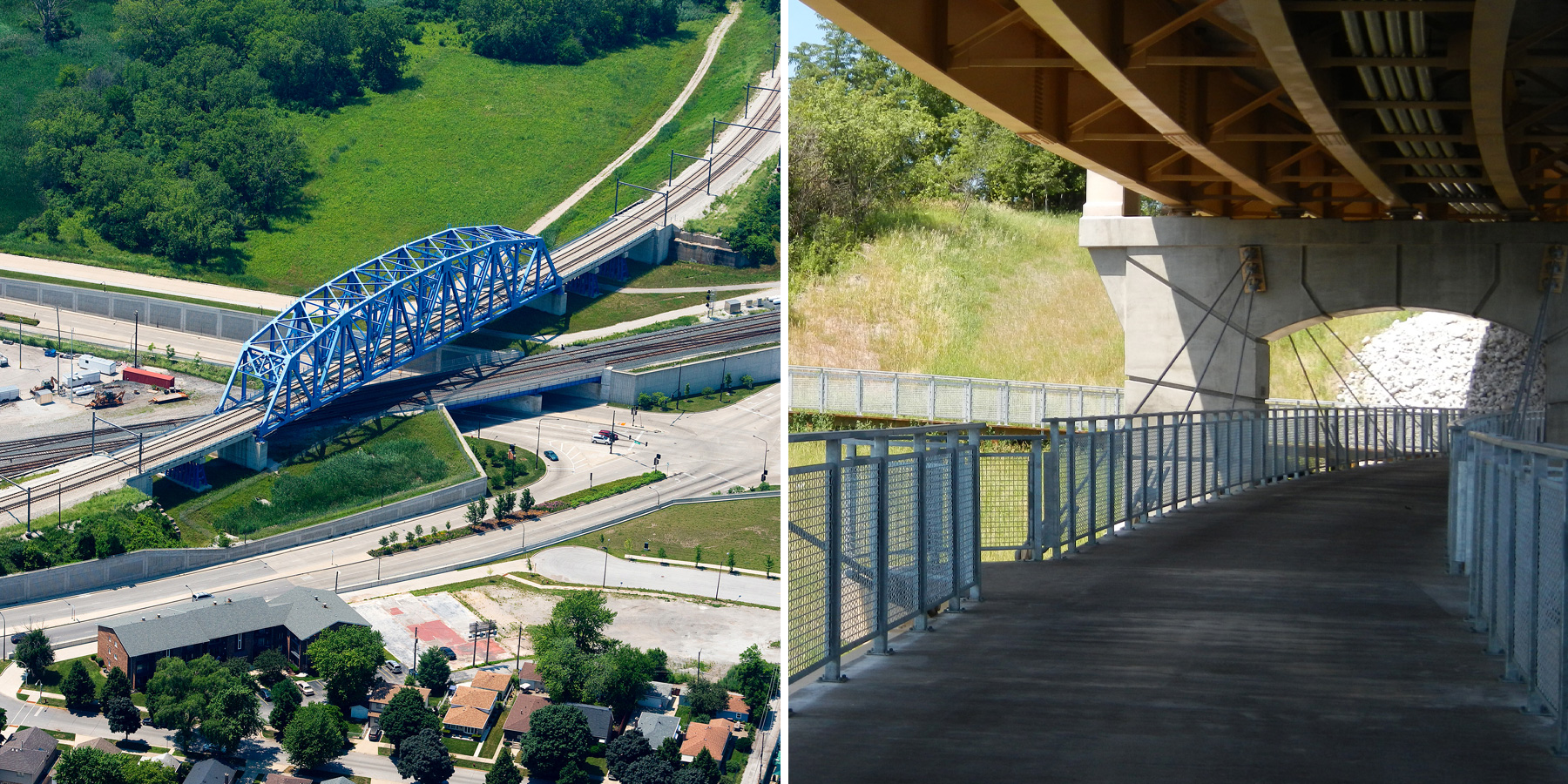 Photo collage of 130th & Torrence Truss Bridge (left) and the Red Gate Road Bridge both in Illinois