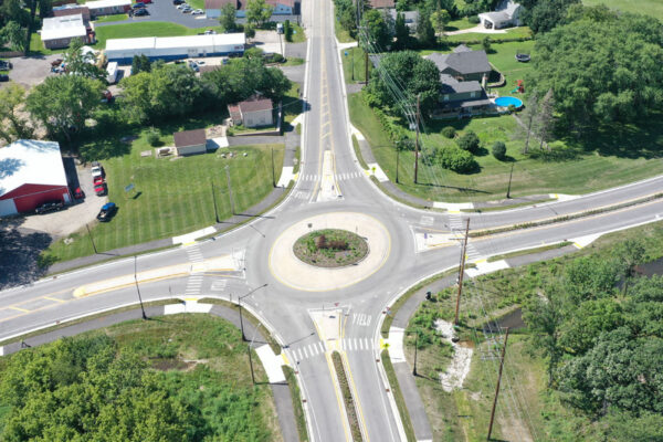 Completed roundabout at Fairfield and Monaville Road in Lake Villa, IL.