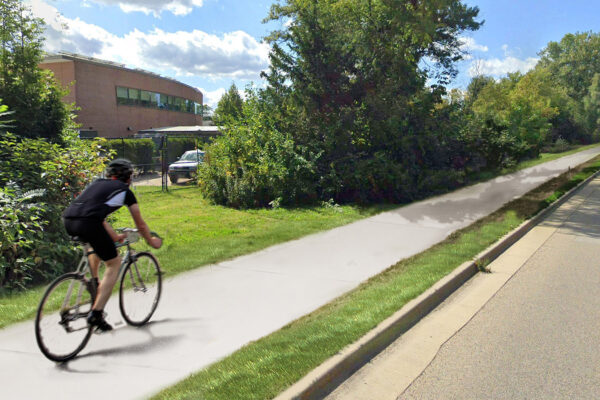 Rendering of a proposed bike bath on Lake Cook Road in Illinois.