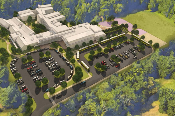 3D rendering of Ox Ridge Elementary School site design.