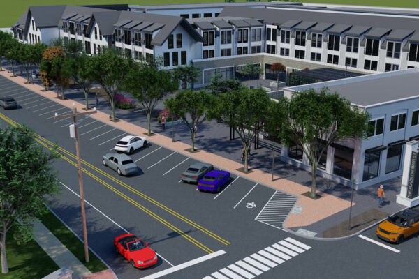 Rendering of mixed-use development in Glastonbury, CT.