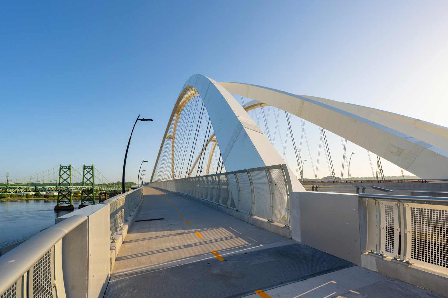 A photo of the multiuse path on the I-74 Mississippi River Bridge