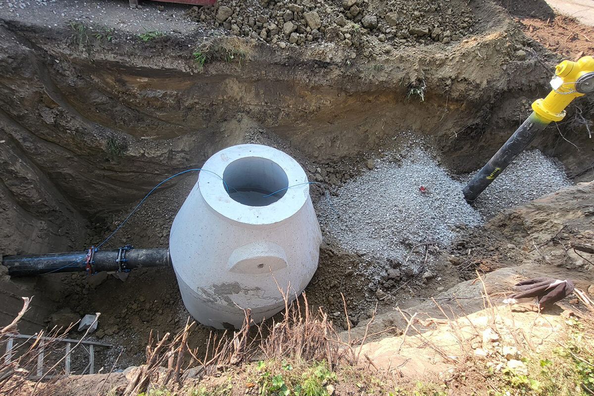 An open construction site showing the watermain replacements in the City of Inkster