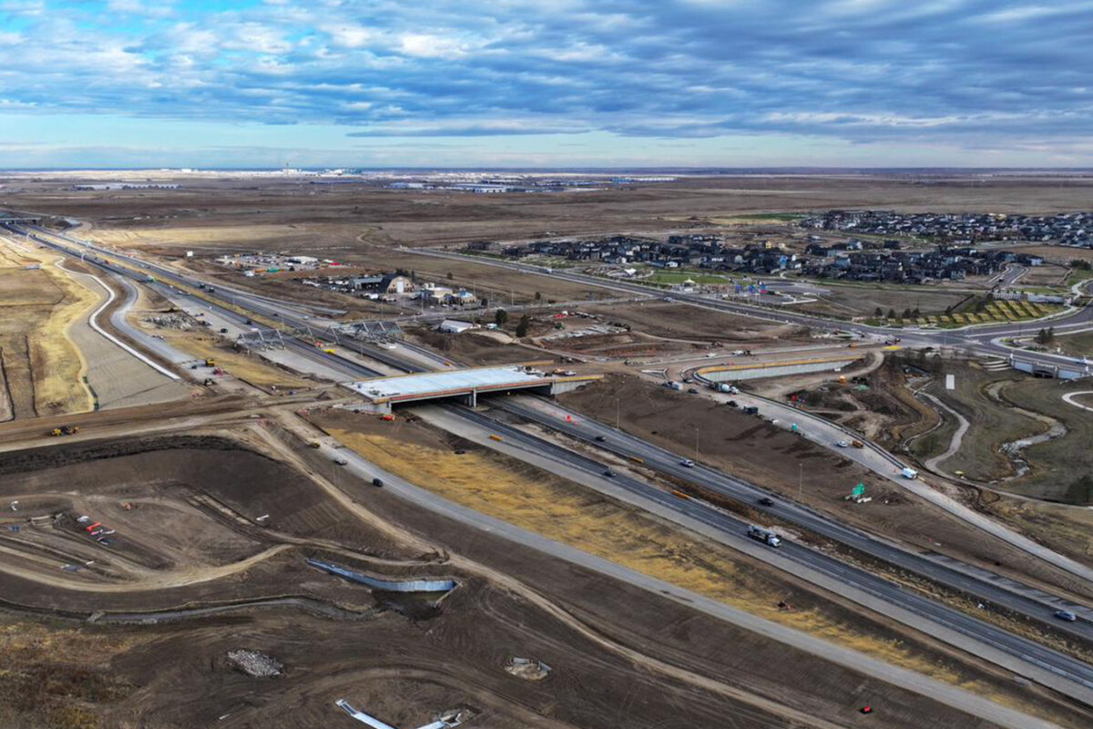 Aerial view of E-470 widening in Colorado