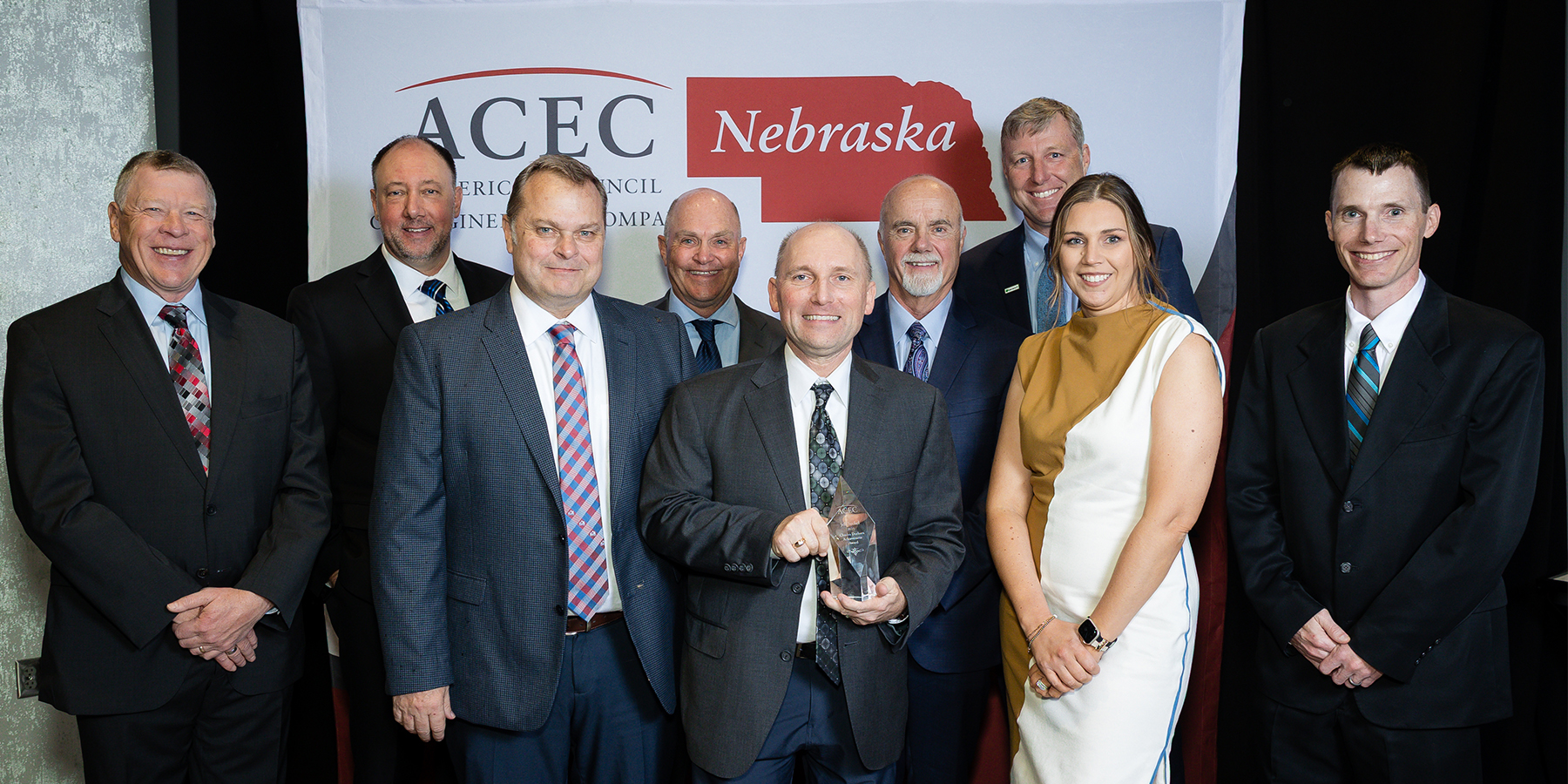 Jeff Sockel receiving the 2025 Charles Durham Achievement Award at the ACEC NE Engineering Excellence Awards