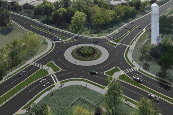 Rendering of roundabout intersection of Stearns and Hunt Club road