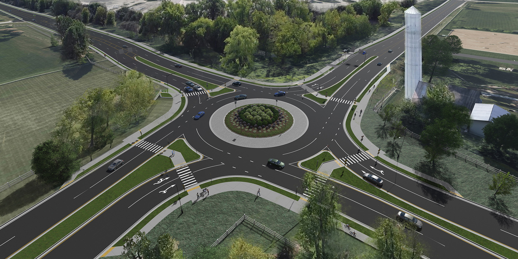 Rendering of roundabout intersection of Stearns and Hunt Club road