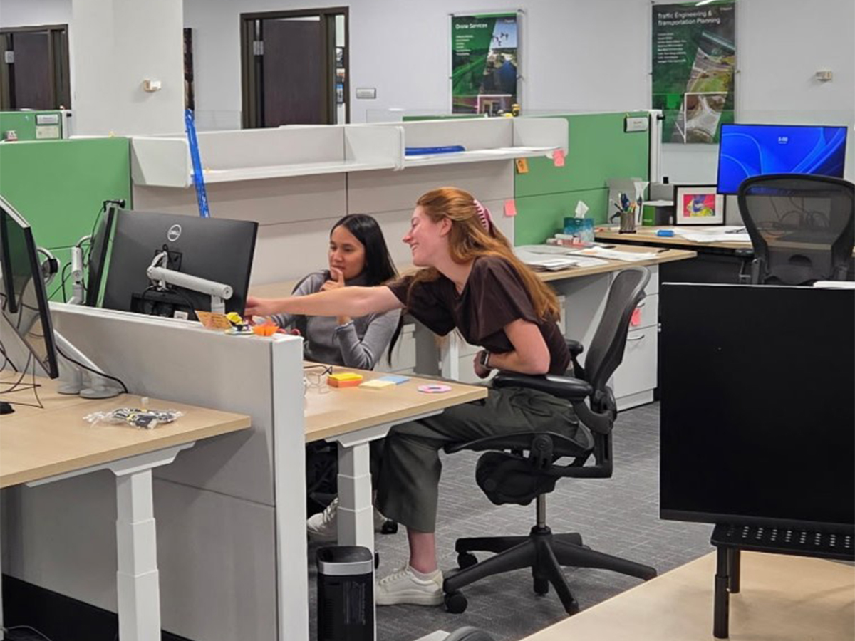 Stephanie Ta in the office during summer internship